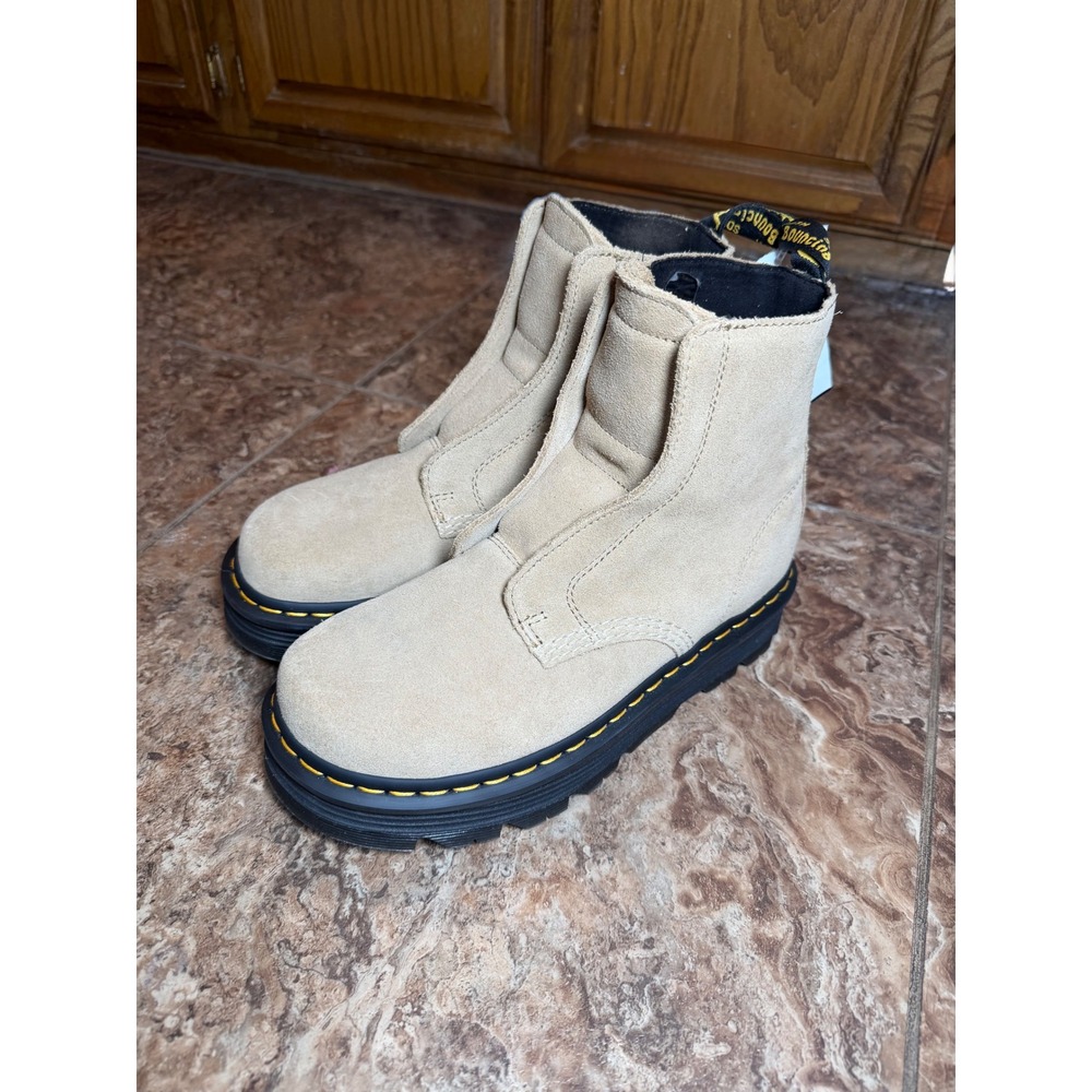 Dr. Martens Zebzag Laceless Sand Suede Platform Boots Mens 8 Womens 9 NJ004